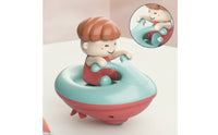Batterybatteryless Wind-up Boat with Figure Interactive Floating Boat Toy Safe Long-Lasting for Toddlers