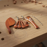 Violin Chinrest Tailpiece Pegs Set Flower Inlay 4/4 Violin Fittings Set for Violinists