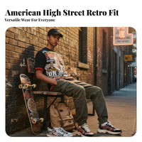 Retro Design Streetwear Graphic Tee Loose Fit Streetwear Short Sleeve Tee Soft & Comfortable Vintage Design Print T-Shirt Breathable Material for Women, Young Adults, History Enthusiasts, Street Fashion, Daily Wear, Concerts, Parties