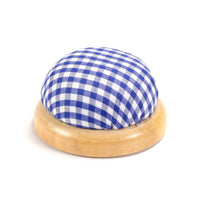 Wooden Base Pin Cushion Plaid Pin Cushion Sewing Accessory for Crafters, Beginners
