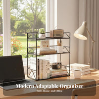 Space-Saving Multi-Tier Desktop organizer Easy Assembly Multi-Tier Desk Rack Modern Design desktop Shelf Sturdy Construction for Students, Home Workers, Women, Study Room