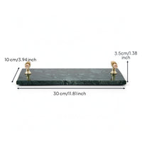 Rectangular Marble Tray with Gold Handles Minimalist Marble Tray with Handles Modern Slimline for Bathroom Counter