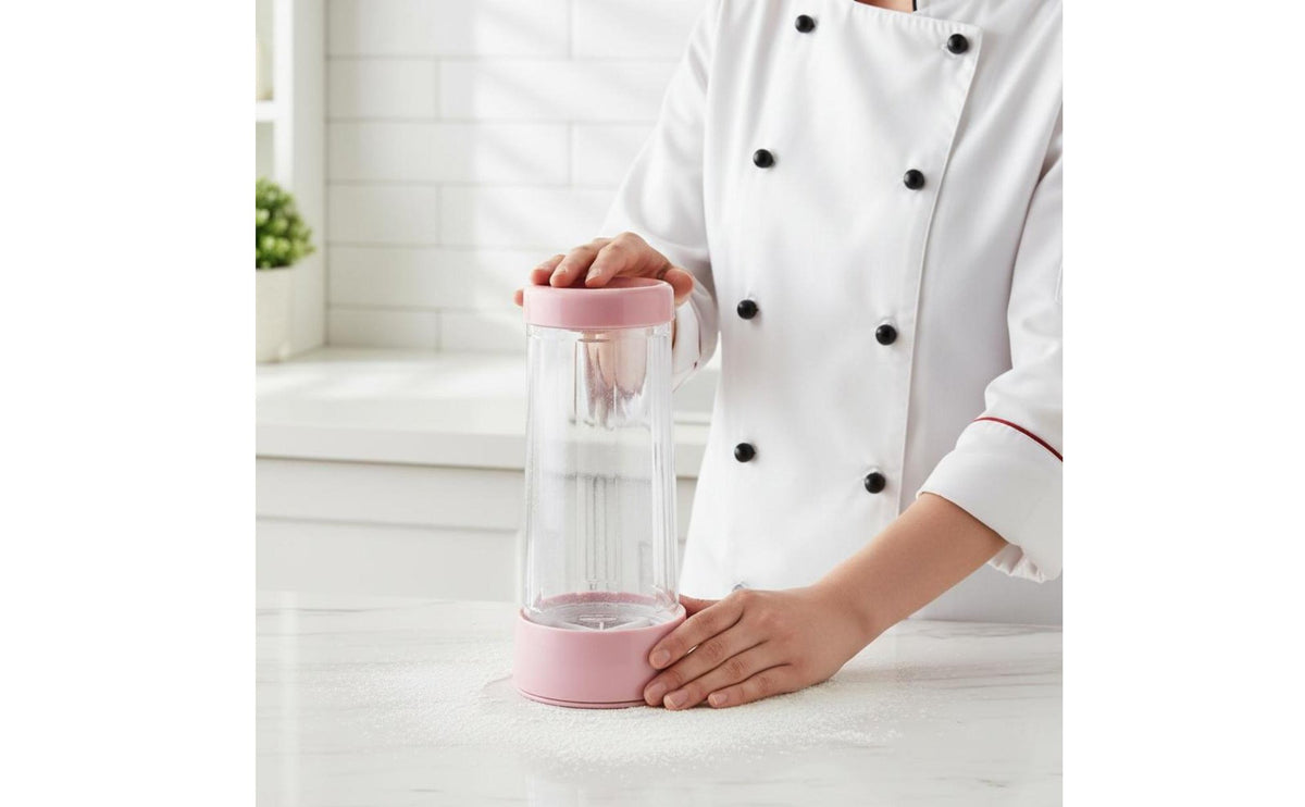 Handheld Flour Sifter Single-Hand Function Semi-Automatic Sifter Container Baking Tool With Lid