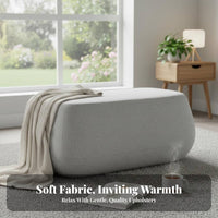 Nordic Design Large Round Upholstered Footrest Modern Design Pebble-Shaped Pouf Versatile Use Ottoman High-Density Foam Cushion for Families, Homeowners, Interior Designers, Cloakroom, Entryway, Bedroom