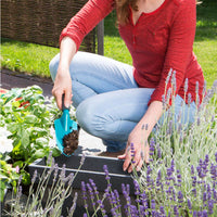 Turquoise-Blue Garden Hand Shovel Black Handle Anti-Slip Garden Shovel Rounded Rim Soil Scoop Trowel Handheld