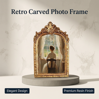 Vintage Resin Picture Frame Retro Floral, Antique Gold Rectangle Photo Frame, Ornate Wedding Photo Frame, Baroque Photo Frame Oval Picture Frame