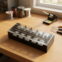 Terminal Block with Copper Conductor for 15A/25A/45A, 10 Position Strip for DIY Electronics, 600V Wiring Terminal, Transparent Cover Connector
