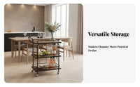 Versatile Multi-Tier Storage Cart Easy Mobility Rolling Bar Cart Rust Resistant Kitchen Serving Trolley Convenient Handle for Restaurant Employees, Homeowners, Chefs, Hotel, Dining Room, Pantry
