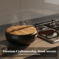 Handmade Iron Wok Non-Stick Hand Hammered Wok Stir-Fry Pan Long-Lasting Fast Heat Conduction for Home Cooks