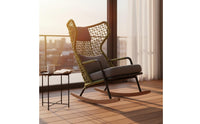 Rope Woven Rocking Chair Waterproof Aluminum Alloy Rocking Chair Single Sofa Armchair Sunproof Outdoor Furniture Nordic Design