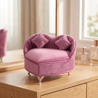 Miniature Furniture Jewelry Box Cushioned Velvet Jewelry Adorable for Vanity, Bedroom