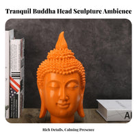 Creative Design Thai Buddha Head Ornament Tasteful Gift Buddha Head Sculpture Modern Design for Desktop, Living Room, Meditation Studio