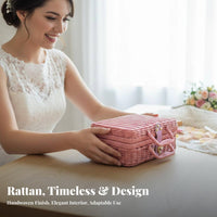 Woven Suitcase Vintage and design Miniature Suitcase Box Buckle Closure for Weddings
