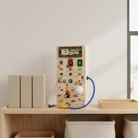 Natural Wood Construction LED Light Switch Busy Board Hand-Eye Coordination Toddler Activity Board with Switches Child-Safe Design LED Light Switch Toy Color Recognition for Toddlers, Preschoolers, Travel, Car Rides