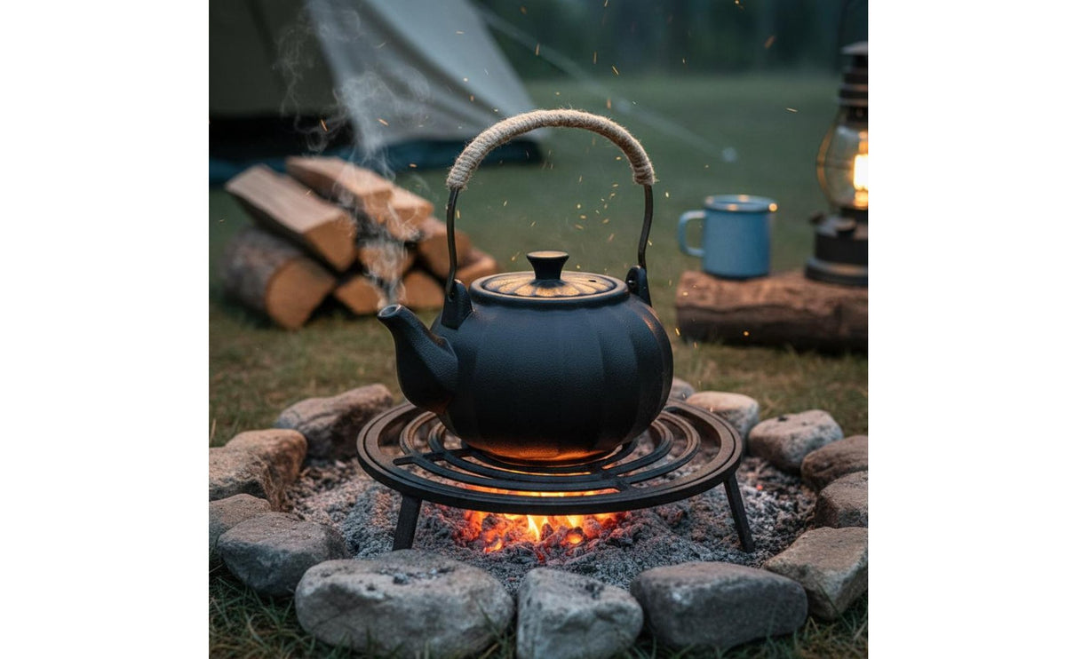 Coarse Pottery Teapot Rustic Crafted Top Handle Tea Kettle Easy to Clean Kitchenware for Camping, Outdoor