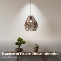 Rattan Lamp Shade Handwoven Woven Hanging Shade Rustic Wicker Lampshade Natural Aesthetic Paper Rope Shine Cover for Dining Room