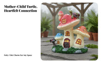Turtle on Toadstool House Whimsical Design Toadstool House Figurine