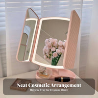light-emitting diode Fill Light Lighted Makeup Mirror Portable Design Lighted Cosmetic Mirror Adjustable Angle glamour Accessory rotate Rotation for Women, Teen Girls, Students, Dorm Room, Dressing Table, Bedroom, Travel