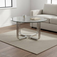 Modernist Design Low Table Construction Glass Surface Table Polished Finish for Reception Area