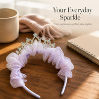 Cloud Bubble Mesh Hair Clip with Feather Decoration, Sweet Korean Style Winter Hair Accessories
