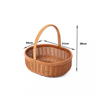 Oval Basket with Handle Natural Material Oval Woven Basket Multi-Purpose
