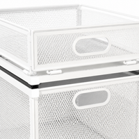 Metal Pull-Out Wardrobe Organizer, 2 Baskets, for Living Room Storage