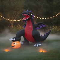 Outdoor Inflatable Dragon with Pumpkin Spooky Halloween Inflatable Large Decorations Portable for Lawn