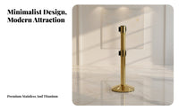 Heavy-Duty Base Retractable Belt Stanchion Stainless Steel Crowd Control Post Retractable Belt Barrier for Event Organizers, Security Personnel, Facility Managers, Airports, Hotels, Exhibition Halls, Retail Stores