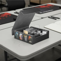 4-Row Card Storage Box Soft Velvet Lining Large Capacity Card Case Waterproof Multi-Row TCG Organizer for Tournaments, Travel