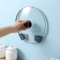 Wall-mounted Pot Lid Holder, Adhesive Kitchen Storage, 8x5x4.5cm, Plastic, Black/Blue/Green