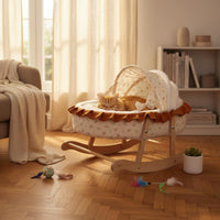 Soft and Comfortable Rocking Cat Bed with Canopy Semi-Enclosed Cat Bassinet Bed Pet Rocking Cradle for Balcony