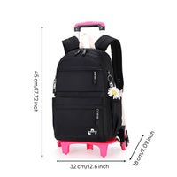 2-in-1 Design Princess Trolley Backpack Adjustable Handle Trolley School Bag Lightweight for Travel