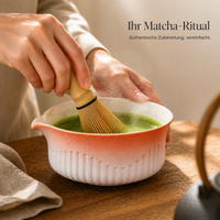 Japanese Matcha Tea Ceremony Set with Spouted Bowl and Bamboo Whisk