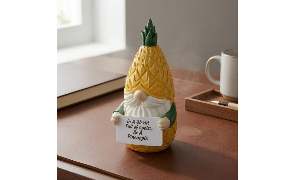 Textured Pineapple Gnome Card Holder Decorative Standing Card Holder Statue Resin Gnome Figurine