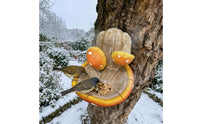 Sculpted Fungus-Shaped Bird Feeder Textured Hanging Bird Feeder Beige Outdoor Decor Orange and Yellow for Garden, Tree