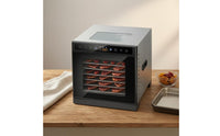 Viewing Window 6-Layer Food Dehydrator Internal Light Countertop Food Dehydrator Black and Silver Jerky Dryer Even Hot Air Circulation