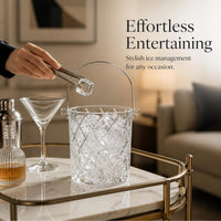 Glass Ice Bucket with Handle, Thickened Large Capacity Champagne Beer Cooler for Bar KTV Home Use