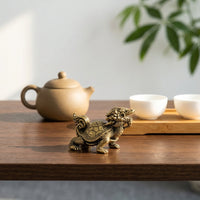 Antique Finish Brass Dragon Turtle Figurine Feng Shui Inspired Dragon Turtle Figurine Wealth and Prosperity Symbol Tea Pet Handmade for Desktop
