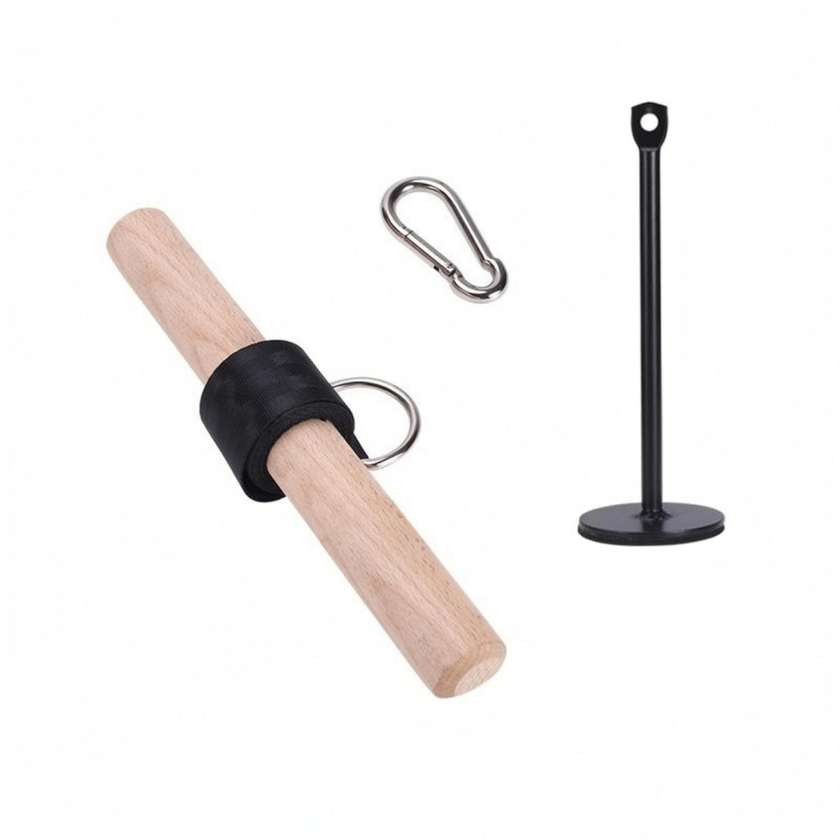 Forearm Training Bar with Strap Wooden Wrist Roller Exercise Equipment for Athletes, Home Gym