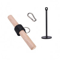 Forearm Training Bar with Strap Wooden Wrist Roller Exercise Equipment for Athletes, Home Gym