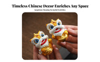 Chinese Protector Lion Figurine Feng Shui Wealth Luck Lion Statue Housewarming Gift Foo Dog Statue for Collectors, Office, Tea Room, Home Entrance