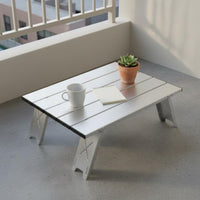 Foldable Aluminum Roll Top Table Sturdy and Stable Folding Camping Table Waterproof for Picnic, Fishing, Beach, Garden