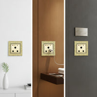 1gang Wall Socket Embossed 15a Socket Panel Hardware Gold-Toned Decorative for Interior Designers, Living Room, Bedroom