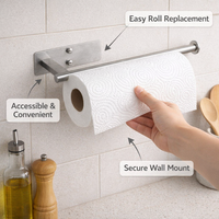 Dining Table and Pantry Stainless Steel Paper Towel Holder, Wall Mounted for Cling Film and Home Cooks