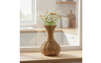 Handwoven Vase Farmhouse Woven Vase Boho Flower Holder for Shelves, Cafe