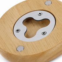 Wall Mounted Bottle Opener, Wooden Home Bar Accessories with, Round 6.5cm Beer Opener for Man Cave, Home