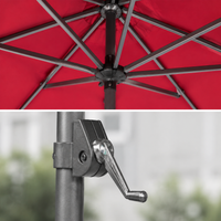 Steel Parasol Garden Umbrella, Cantilever Patio Parasol with Crank Handle, Wine Red Offset Patio Umbrella with Cross Base