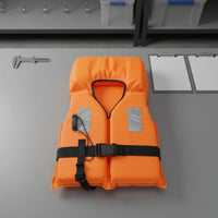 Reflective Strips Adult Foam Life Vest Adjustable Straps Orange Safety Vest with Whistle Rescue Life Jacket for Adults, Boaters, Boating, Kayaking, Fishing