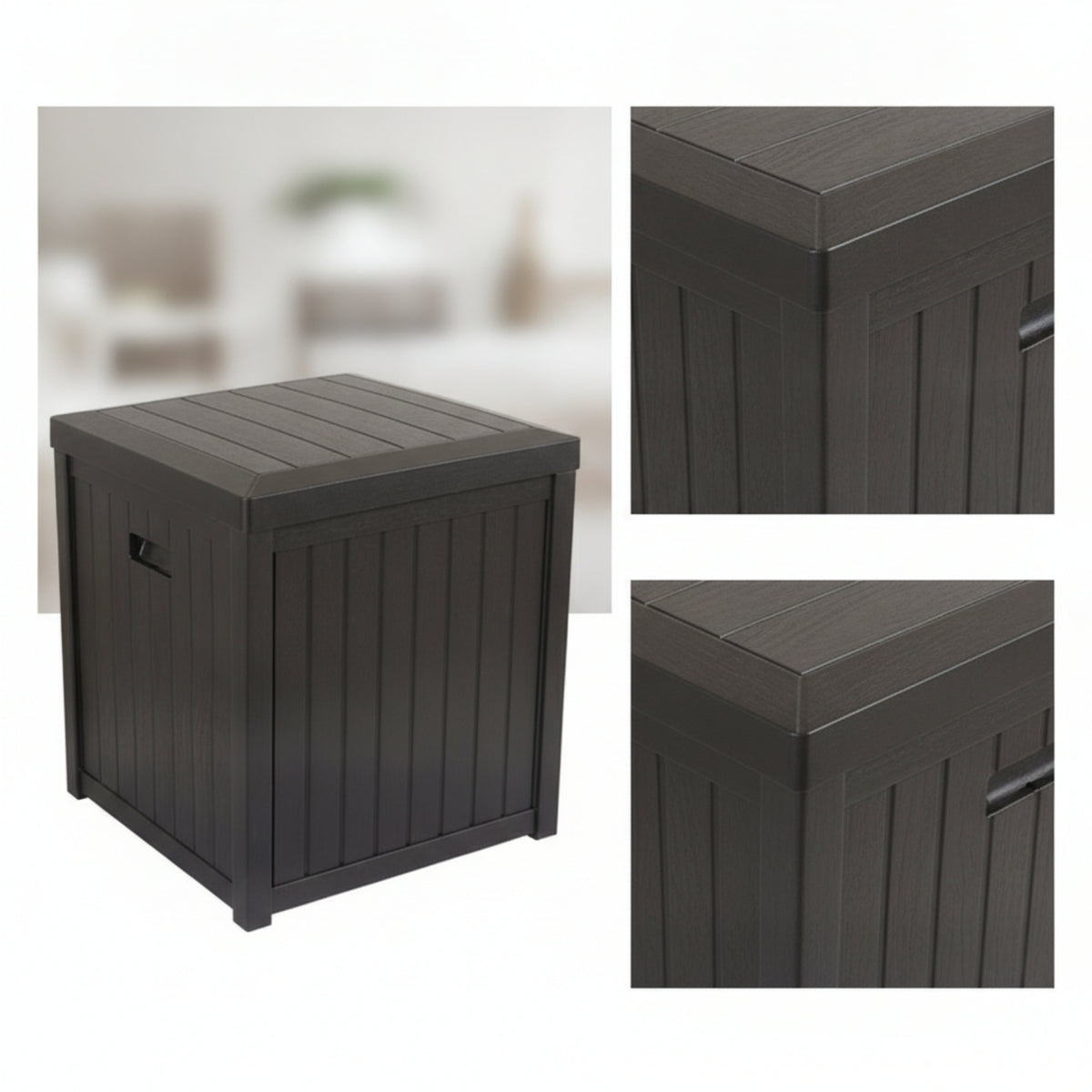 Weather-Resistant Outdoor Storage Box Waterproof Patio Storage Box Hinged Furniture Hard-Sided for Yard, Terrace, Balcony