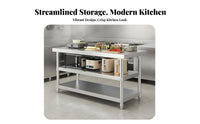 Stainless Steel Work Table Easy to Clean Stainless Steel Workbench Sturdy and Hard-Wearing Commercial Food Prep Station for Caterers, Bar, Workshop